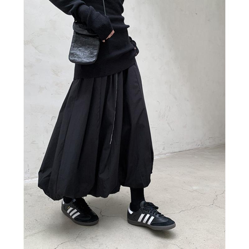 

Johnature Autumn Winter Casual Simple Women Elastic Waist Black Loose Bubble Skirts One Size чёрный