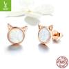 Meow Star Simple Cat Earrings Women'S Opal S925 Sterling Silver Stud Earrings, Source Sce538
