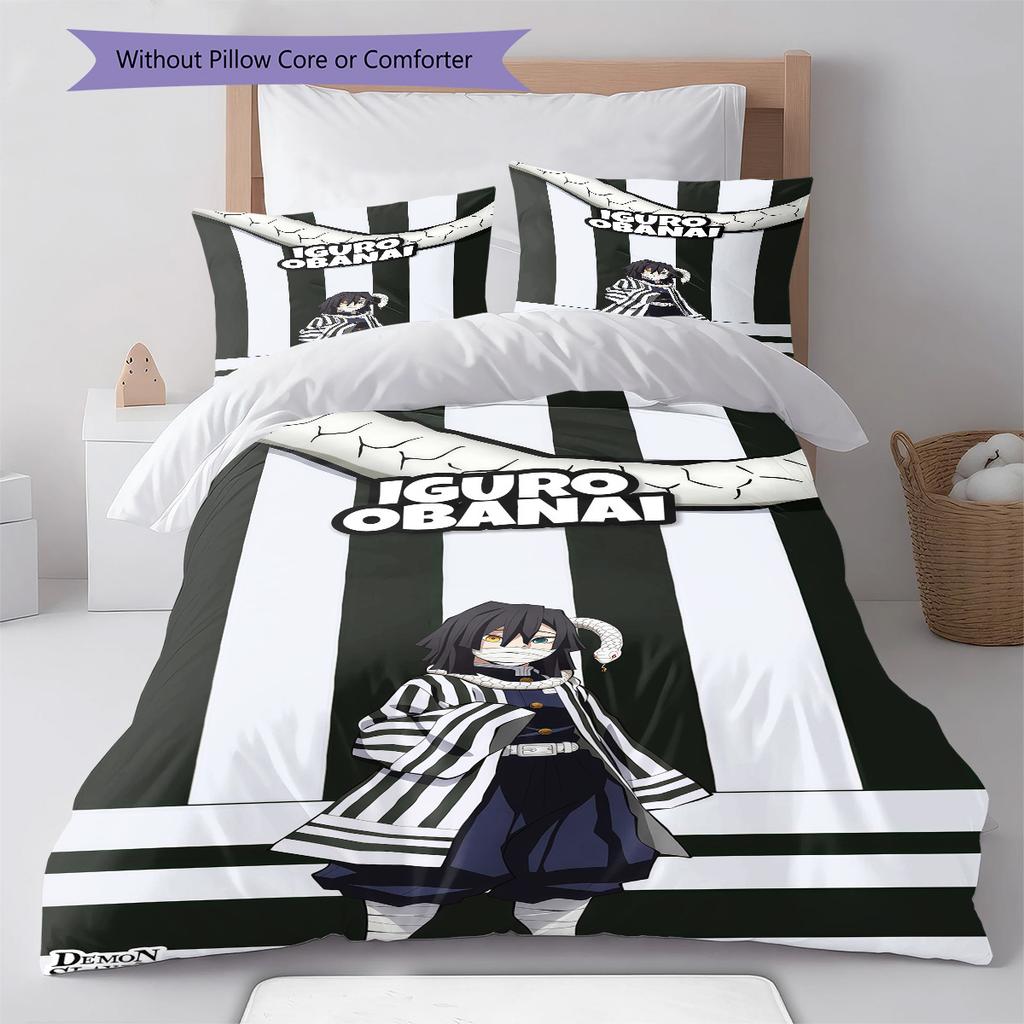 Dämonentöter Kunstmuster Bettwäsche Bettdecke Set Bettbezug Kissenbezug Zuhause Geburtstagsgeschenk(1 Bettbezug + 2 Kissenbezüge, ohne Füllung)