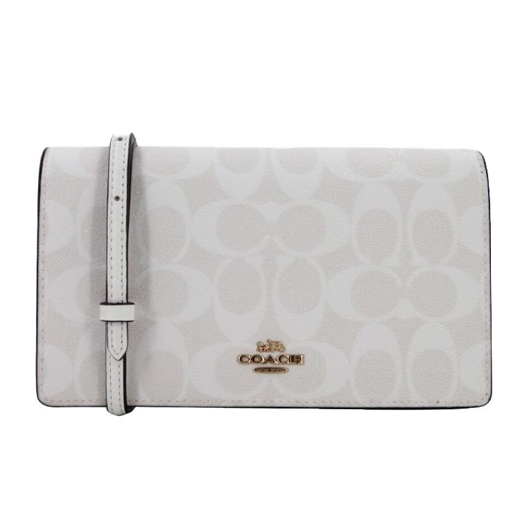 New COACH Anna Canvas With Leather Flap Bag One Shoulder Handbag Crossbody Bag Women s Glacier White 3036-IMRFF 20141119CM 16980₽