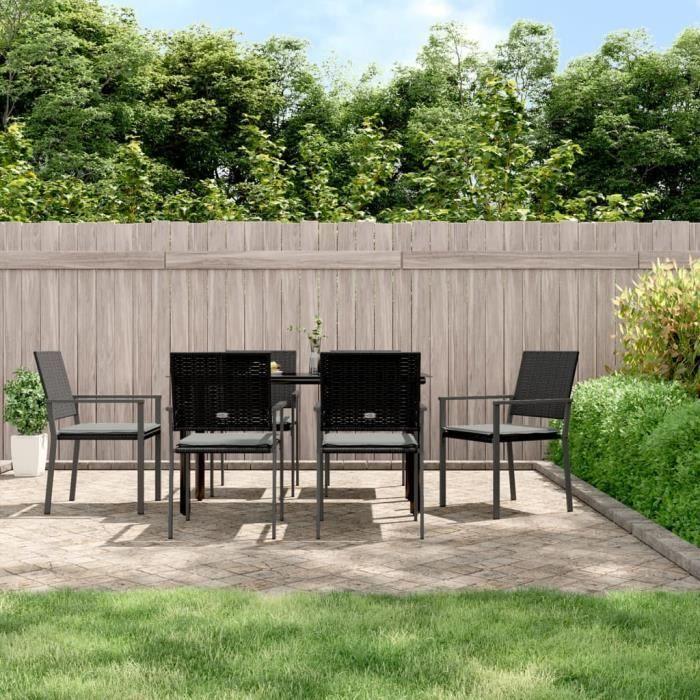 VidaXL Ensemble à manger de jardin 7 pcs coussins résine tressée acier 3187022
