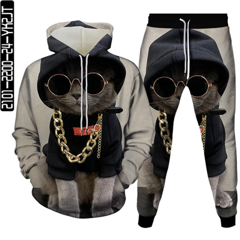 

Мужские комплекты Galaxy Lightning Animal Cat с 3D принтом, женская спортивная одежда, спортивный костюм, толстовки + брюки, костюм из 2 предметов, большие размеры S-6 XXL