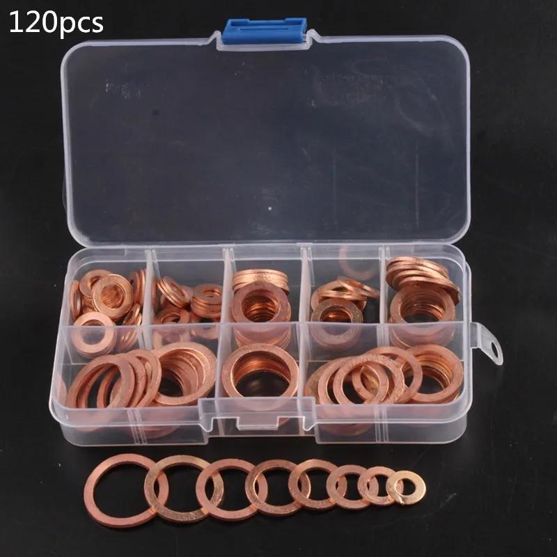 200/100Pcs Washer Copper Sealing Solid Gasket Washer Sump Plug Oil For Boat Crush Flat Seal Ring Tool