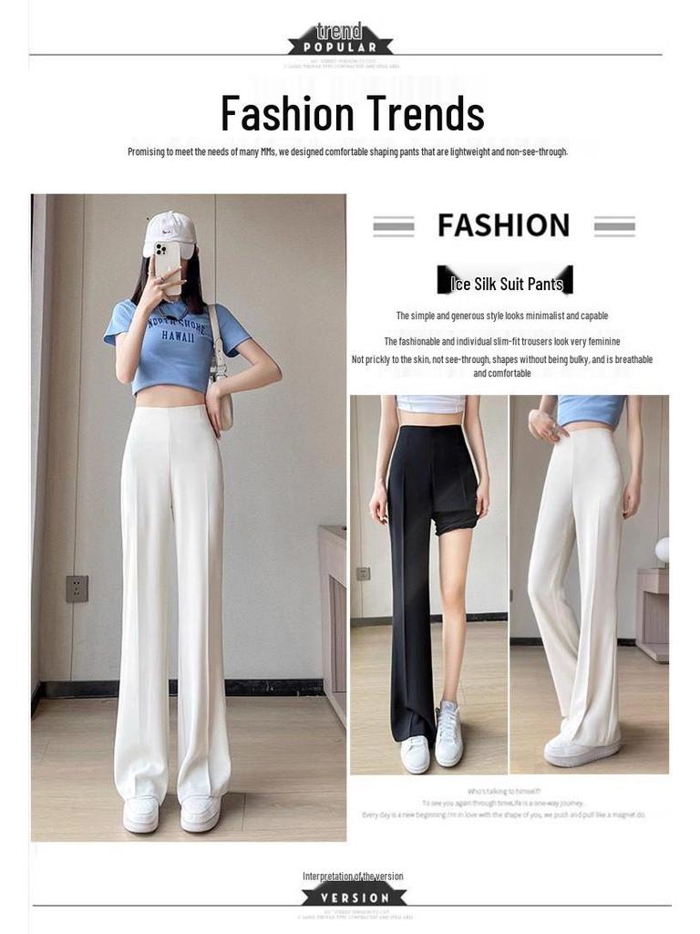 High Waist Micro Flare Wide Leg Pants for Women - Summer 2025 Slimming Draped Style