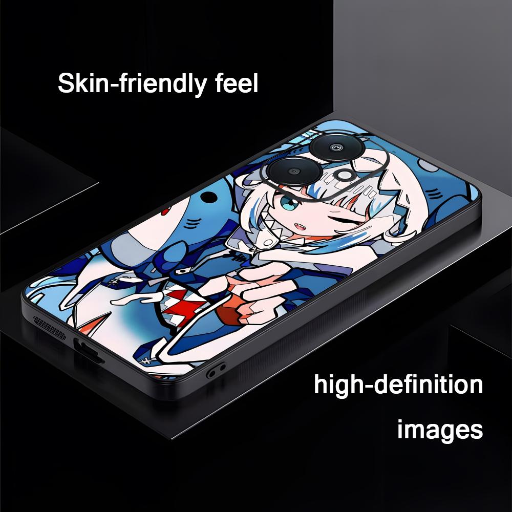 Gawr gura Virtuelle Sängerin Handyhülle Für Xiaomi Redmi 14C 13C 12C Note14 13 12 11 10 Pro Plus S Weiche Schwarze Handyhülle