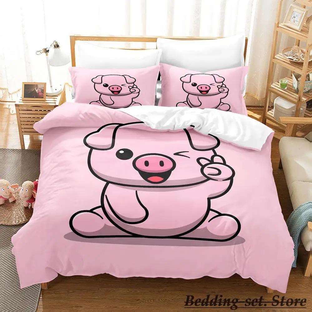 Funny Pig Bedding Set Single Twin Full Queen King Size Bed Set Aldult Kid Bedroom Duvetcover Sets Anime Parure De Lit Bed