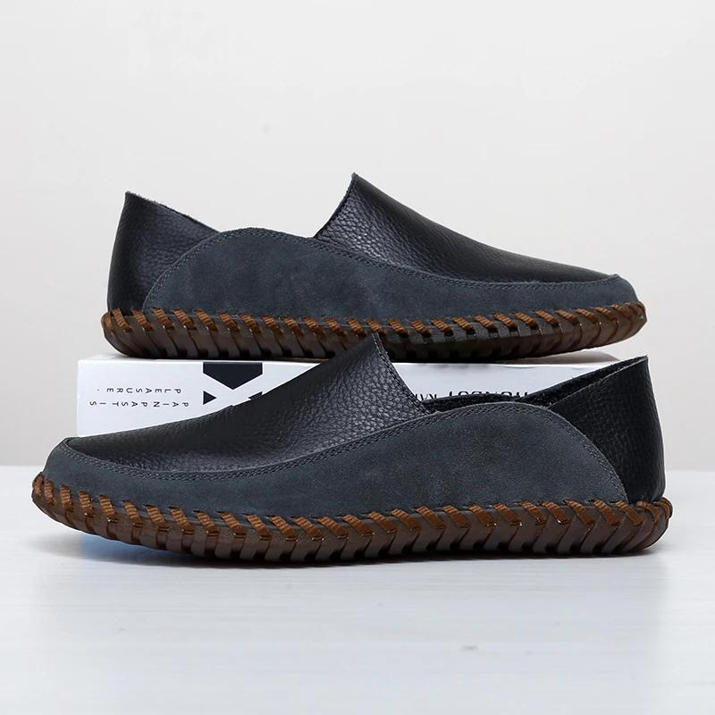 New Large Size 47 Men Loafers Soft Moccasins Fashion Soft Spring Autumn Genuine Leather Shoes Men Warm Flats Driving Shoes