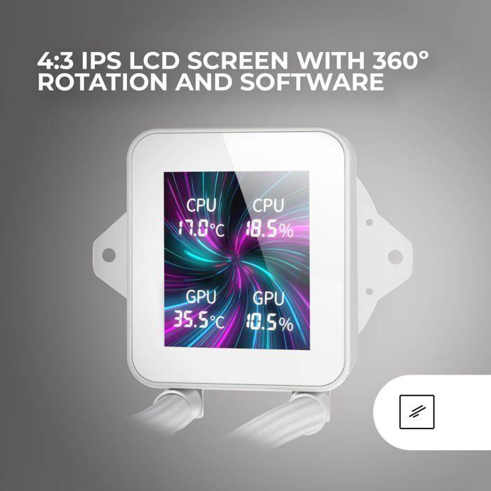 Refroidissement liquide aio - mars gaming - ml-vision240 - écran lcd 4:3 - 2x ventilateurs argb - tdp 500w