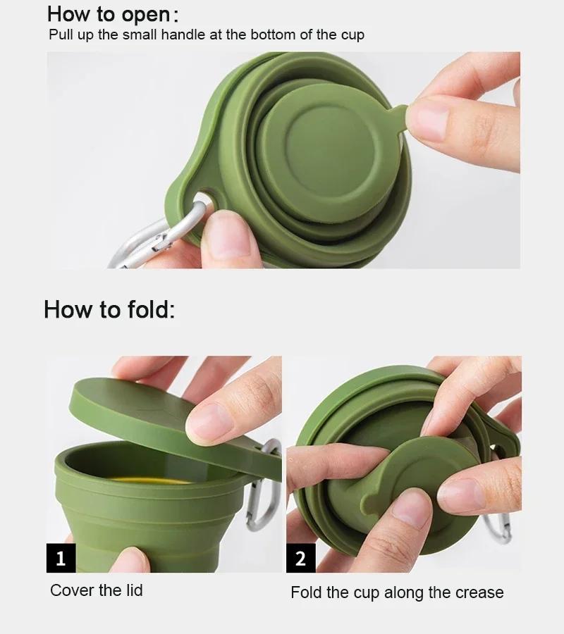 Set Silicone Collapsible Travel Cup - Silicone Folding Camping Cup with Lids - Expandable Drinking Cup Set