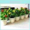 Artificial Rose Miniature Potted Plant With Plastic Construction For Home Decor And Gift