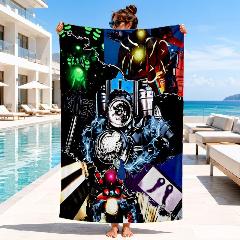 Robot Invasion Alert Beach Towel, Microfiber Beach Towel, Perfect For Pool, Beach, Travel, Home Decor Beach Party Fan Gifts