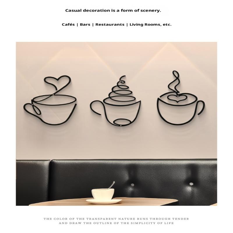 1Pc Creative Coffee Wall Hangings Coffee Shop Decorations Interior Wall Decorations Wall Hanging Iron Paintings