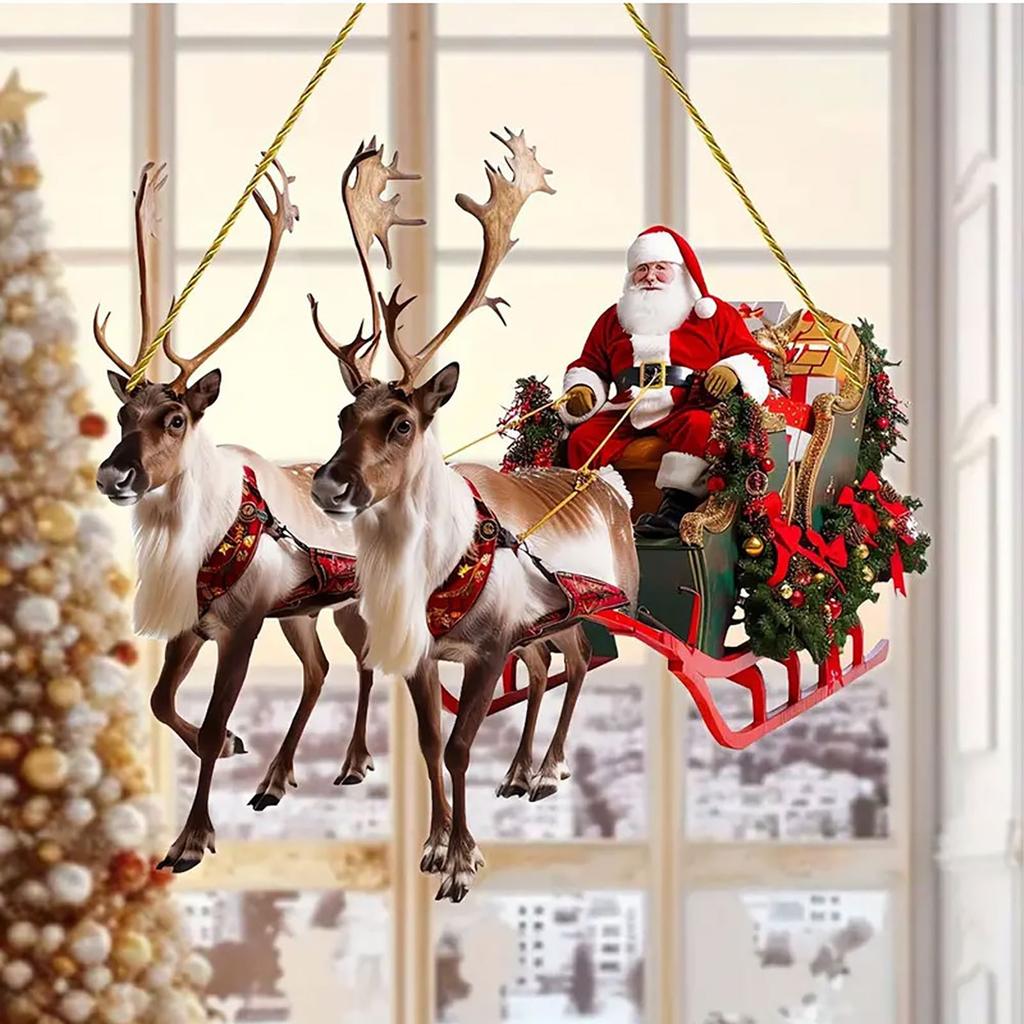 Christmas Decorations Acrylic Santa Reindeer Pendant Window Hangings Decorate Arts And Crafts Crystal Ornament Fast Shipping