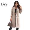 Women Jacket Woolen Turn-down Collar Solid Color Single-breasted Coat Mid Length Thermal Long Sleeved Commuting Dating Spring Fall Winter Overcoat