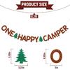 One Happy Camper Banner - Forest Safari Baby Shower Decor, Adventure Camping Party Decor, Camping 1st Birthday Party Decorations Brown Glitter