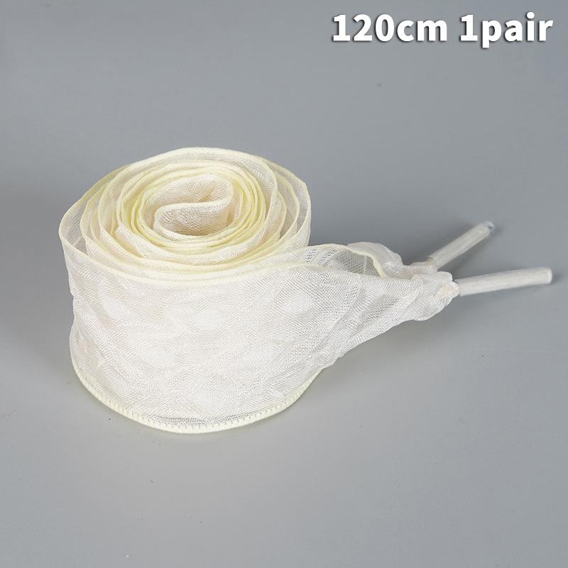 

1Pair 120Cm Width Frill Organza Shoelaces Trend Bow Laces For Sneaker White Casual Sports Shoes String A3