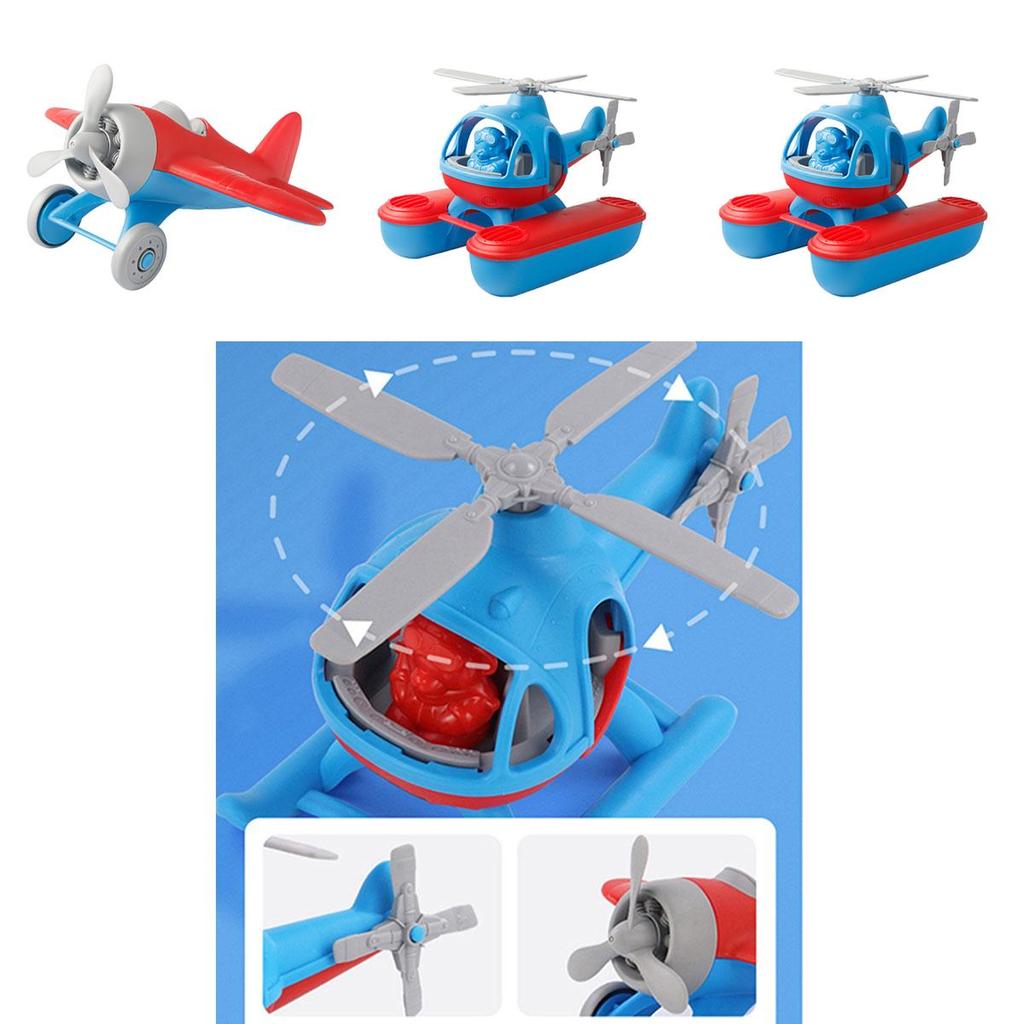 Durable Plastic Aircraft Model Toy Cartoon Beach Airplane Wwii Fighter Jet Helicopter Red/blue