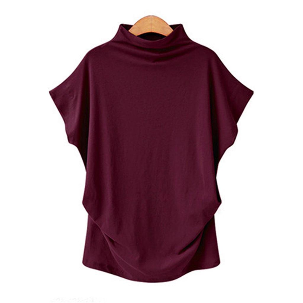 Women's Turtleneck Top Crewneck Short Sleeve T-shirt
