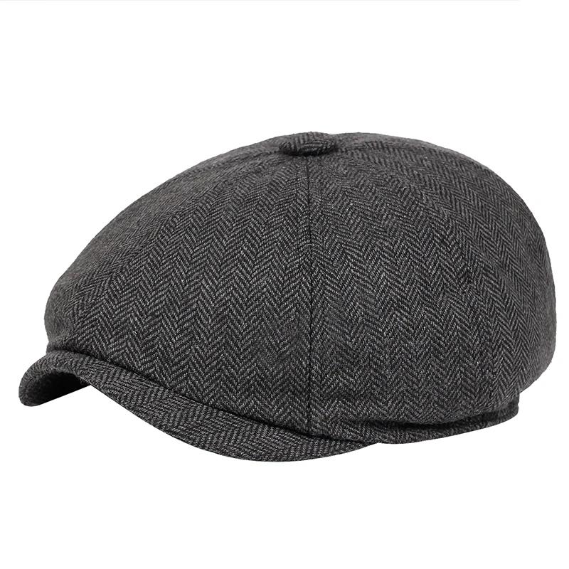 

Retro Newsboy Caps Men Octagonal Hats British Painters Hats Autumn Winter Berets Herringbone Flat Caps Hip Hop Berets Gorras