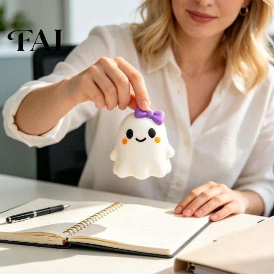 Holiday Party Props Halloween Bow Ghost Squeeze Toy, Stress Relief Cartoon Sensory Soft Toy Stretchy Favors for Adults Kids Gadget