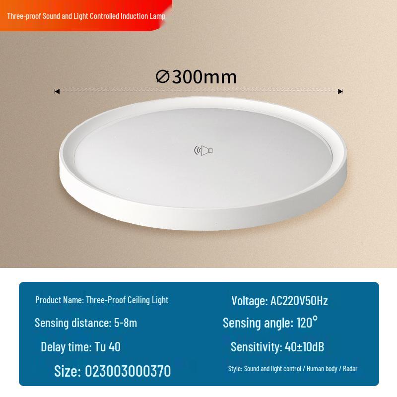 Ultra-Thin LED Radar Ceiling Light with Motion Sensor for Stairwell and Hallway