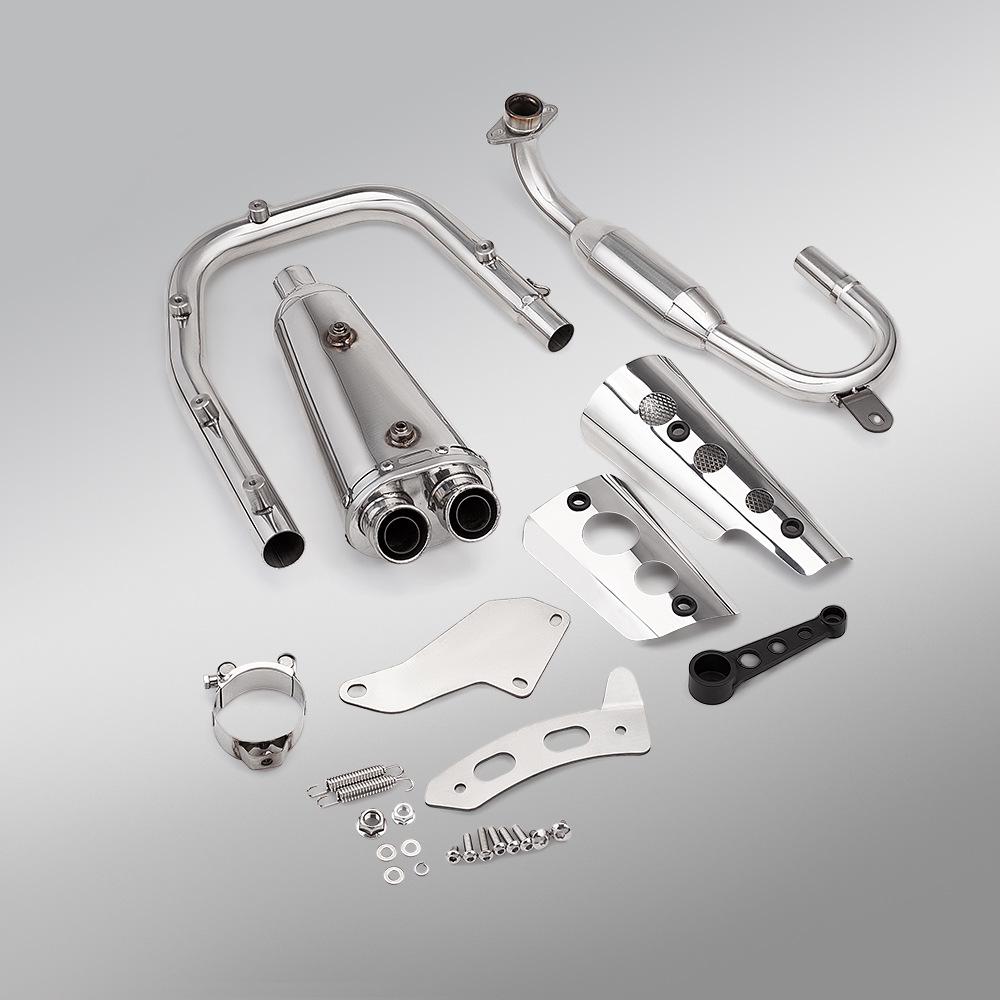 CC110 Stainless Steel Motorcycle Exhaust System - Front & Rear Pipe Set