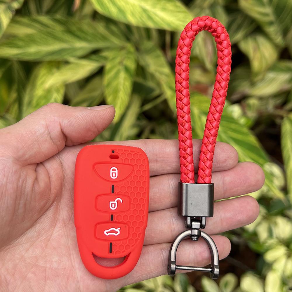 Silicone Car Key Case for Hyundai Kia Elantra Sonata Accent Tucson Sonata Santa FE Carens 2007-2011 Rubber Remote Cover Keychain