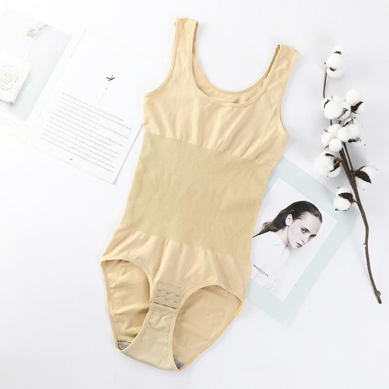 Women U Neck Sleeveless Snap Crotch Seamless Tummy Control Full Body Slim Shaping Bodysuit