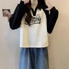 Women's Plus Size Retro Raglan Sleeve Hoodie with Polo Collar - Slimming, Loose Fit, Spring & Autumn Fashion