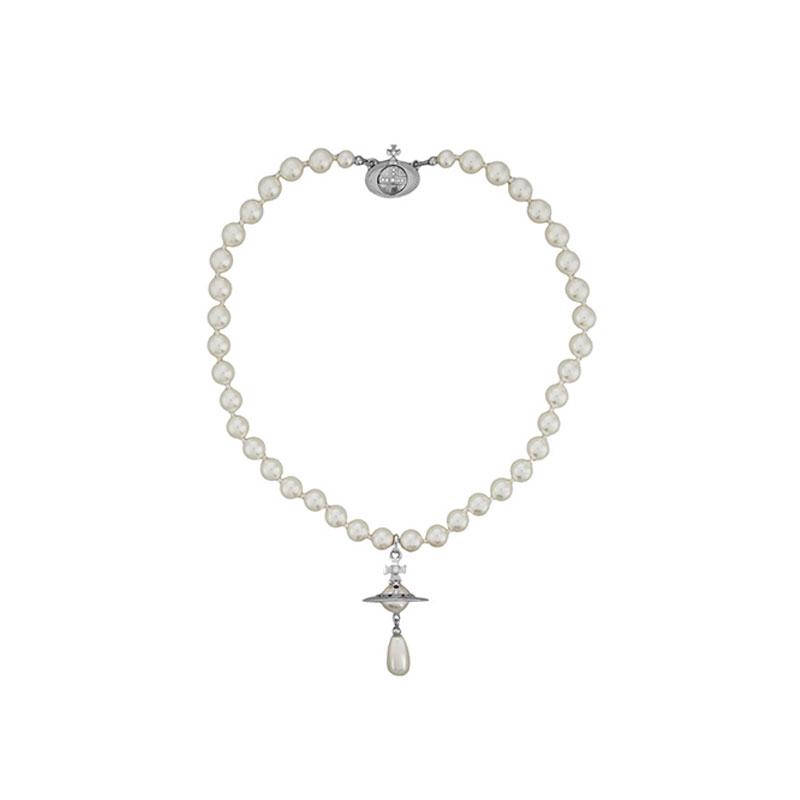 

Классическое жемчужное ожерелье-подвеска Сатурн, геометрический медный дизайн, модное женское серебряный