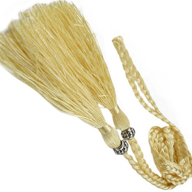 Women's Braided Tassel Waist Belt Bohemian Rope Belt with Tassel Ends Simple All-Match Ethnic Waistband for Dress Jeans Tunic