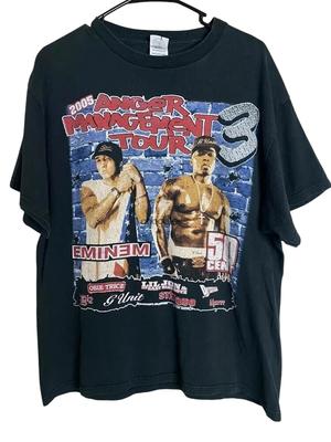 Maglietta Vintage 2005 Eminem 50 Cent Anger Management Tour 1pz Nera L Spedizione Gratuita