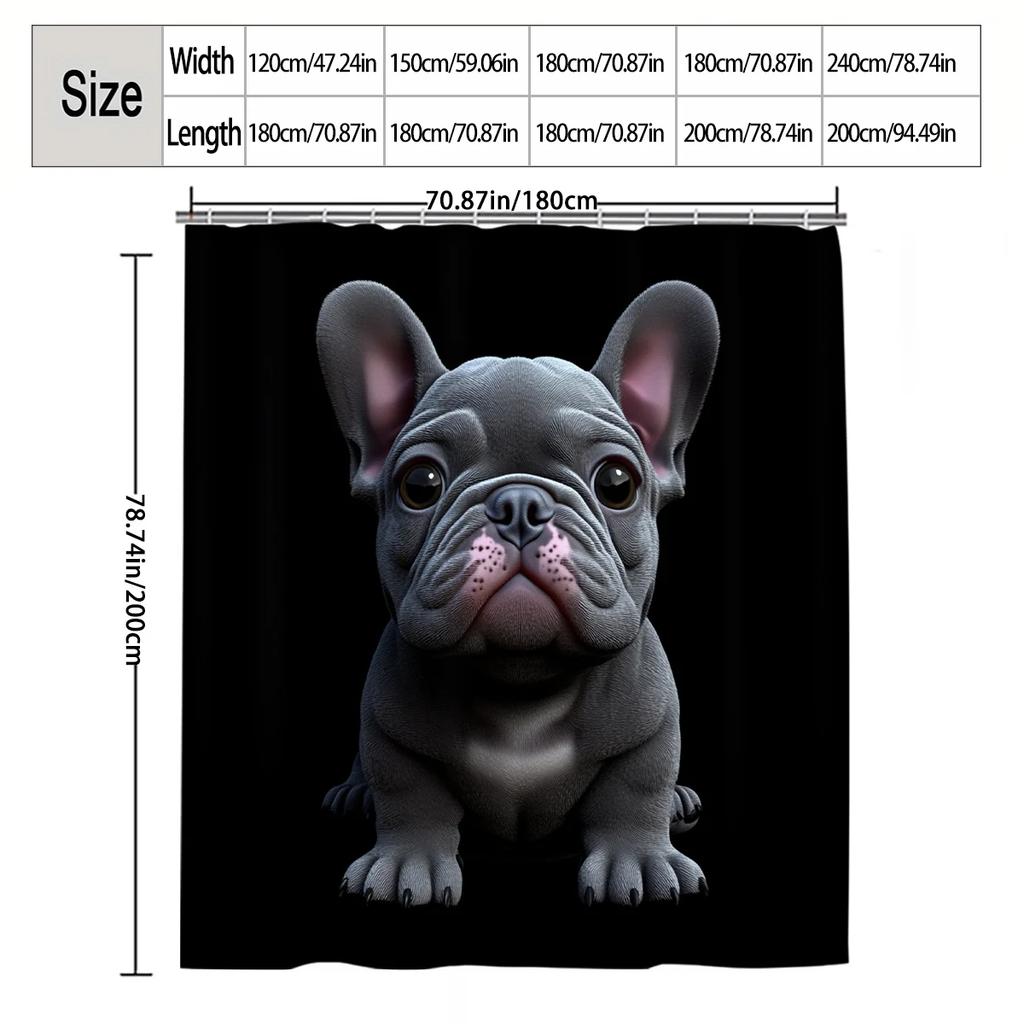 Cute French Bulldog Dog Shower Curtain Waterproof Bathroom Decor Funny Pet Lover Gift Idea