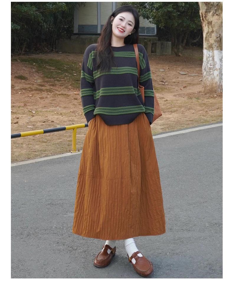 Elegant High-Waisted A-Line Pumpkin Skirt for Women, 2026 Spring/Autumn Collection, Mid-Length Fluffy Umbrella Design