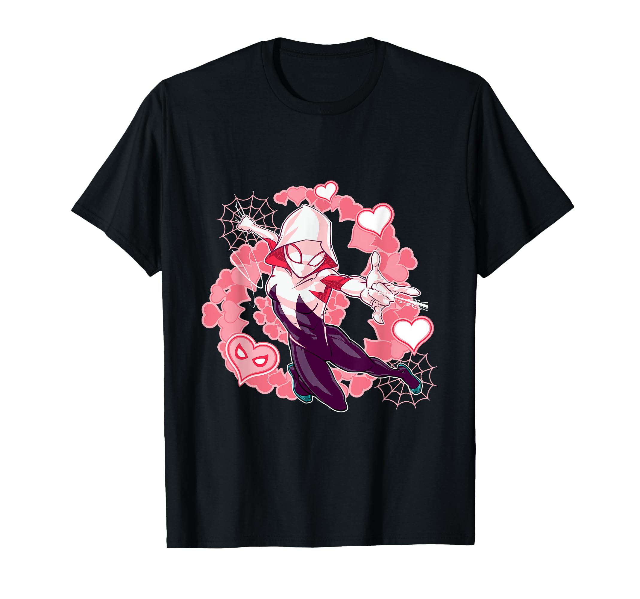 

Marvel Into the Gwen Stacy Hearts Spider-Man Spider-Verse T-Shirt чорний