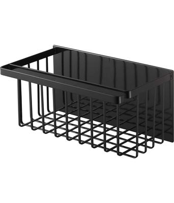 Yamazaki Jitsugyo 5543 Magnetic Bathroom Basket Black Approx. W31XD17XH15cm Tower Bathroom Rack Bathroom Storage Rack