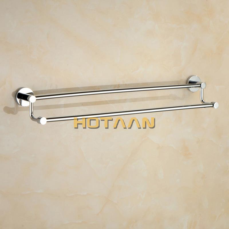 30/40/50/60cm Montado en la Pared Color Cromado Latón Hecho Doble Barra para Toallas Para Accesorios de Baño Toallero Portatoallas YT-10198