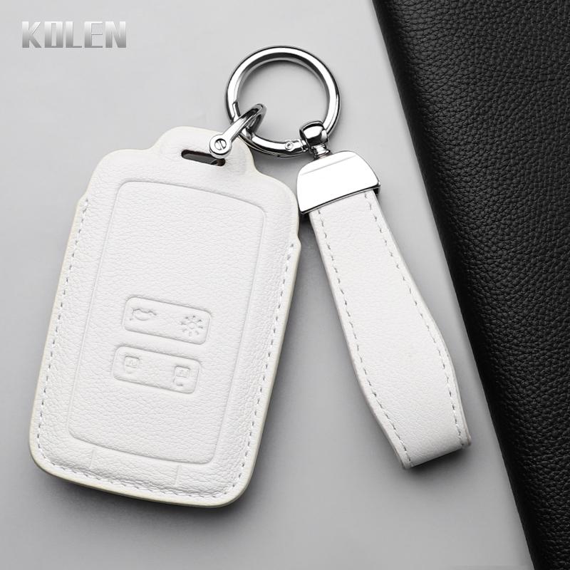 Genuine Leather Car Card Key Case Cover Shell For Renault Koleos Captur Megane Clio Scenic Talisman Arkana For Dacia Sandero Fob