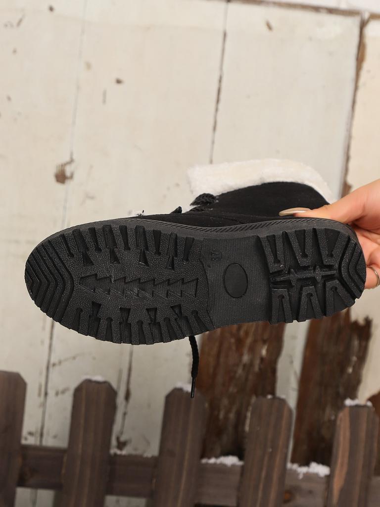 2025 new snow boots women's flat heel Korean version of Martin boots winter cotton short boots women's cotton shoes large size