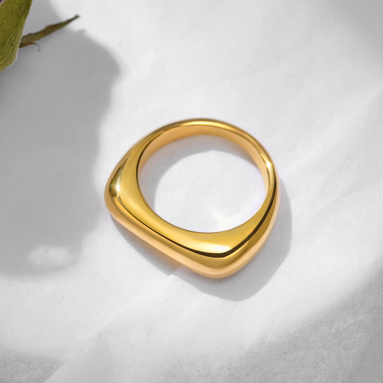 

Gold Color Stainless Steel Women Rings,Chic Irregular Metal Finger Bands Jewelry, Minimalist Birthday Party Gift to Her 7