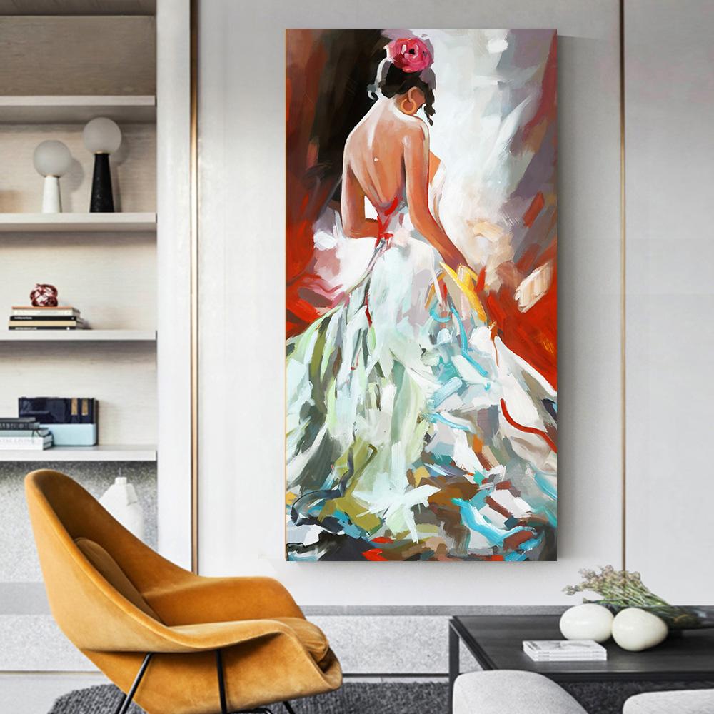 Abstract Art Canvas Painting, Beautiful Woman Oil Painting On Canvas Wall Art, Wall Painting for Bathroom Bedroom Office Living Room Home Decor