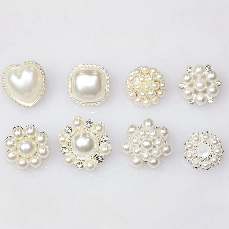 10Pcs Korean Ladylike Pearl Rhinestones Buttons Suit Knitted Sweater Cardigan Craft Button Women's Clothing Sewing Accessories