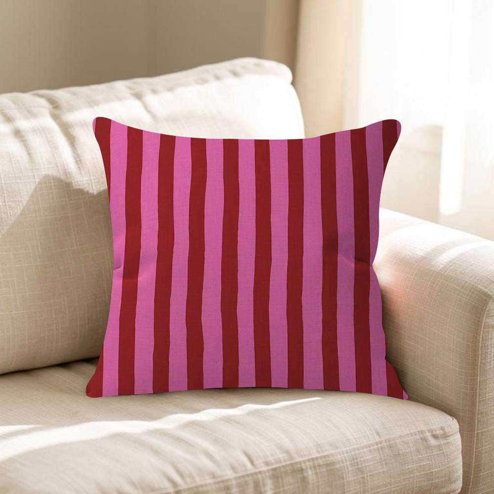 INS Rot-Pink gestreifte Kissenhülle Auto Überwurfskissenhülle für Sofa Auto Weihnachtsgeschenk 40x40cm 45x45cm