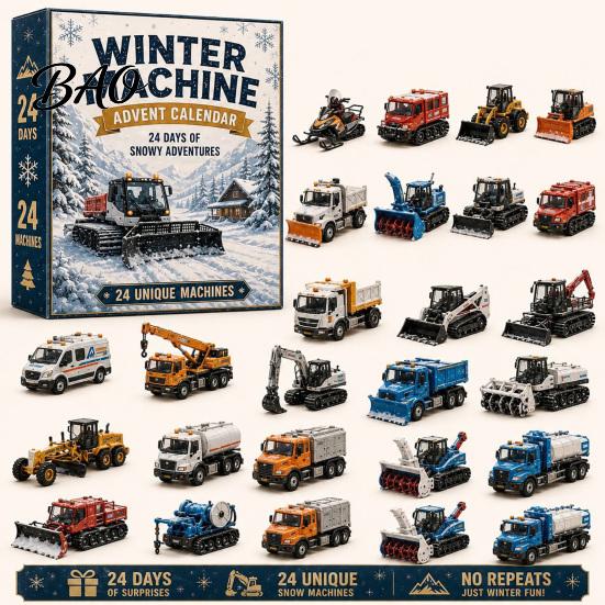 Christmas Stocking Stuffer 2026 Transportation Advent Calendar, 24-Day Acrylic Ornament Set with Vehicle Kids Gift Figures, Tree Hanging Decor,