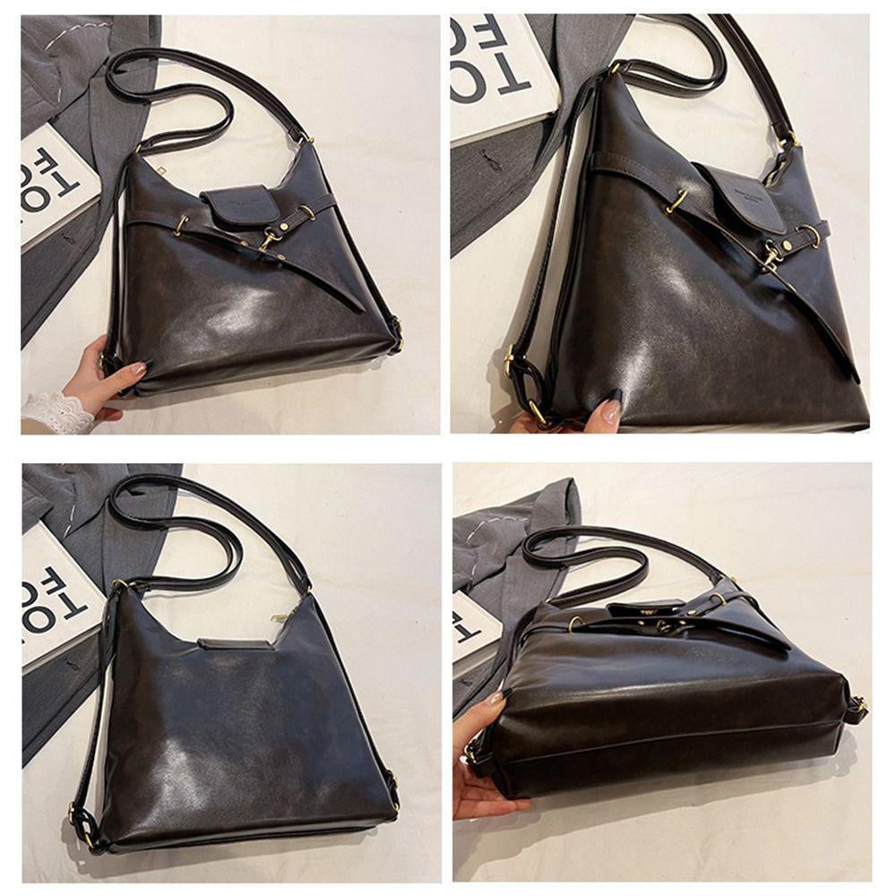 Women Fashion PU Leather Crossbody Bag Durable Adjustable Shoulder Bag Simple Backpack Bag Girls
