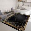 Light Luxury Black Gold Rugs for Living Room Marble Style Decoration Coffee Tables Carpet Non-slip Bedroom Soft Mats Washable