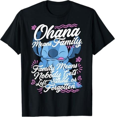 Lilo Stitch Stitch Day Ohana Means Family Black TShirt S