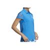 Adidas Solid Color Square Neck Button Short Sleeve Polo Shirt Women tops Bright-Blue HA0226