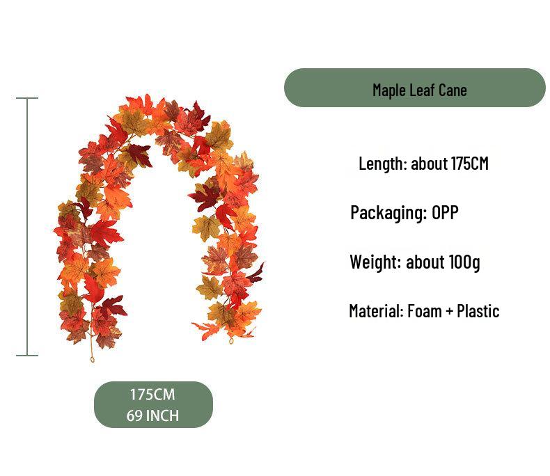 Autumn Festival Maple Leaf Vine Display: Fake Leaves for Halloween & Decorative Scenery