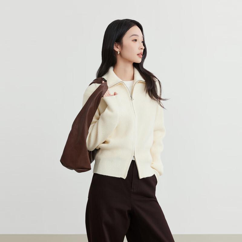 Elva' Island Women's Lapel Long Sleeve Knit Short Top